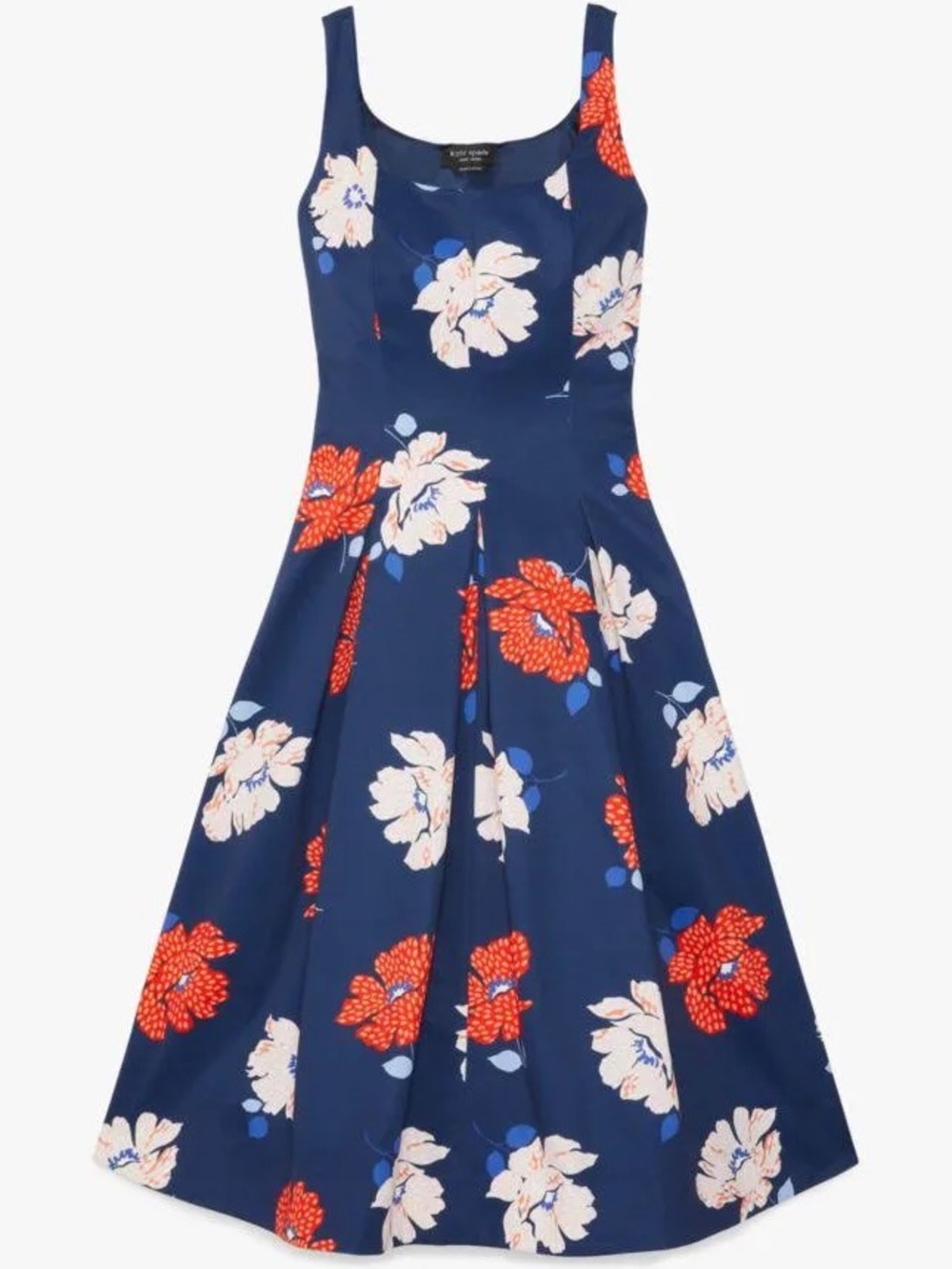 kate spade Navy Midi Dress with Red and Cream Floral Print